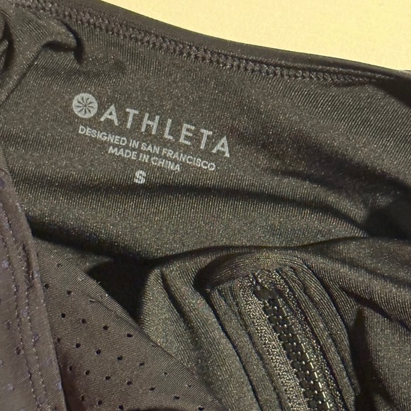 Athleta Bonaire Black High Neck Zip Front Sleek One Piece Bathing Suit - Picture 6 of 6